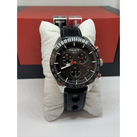 Tissot T100417A Black Leather Analog Dial Quartz Genuine Wrist Watch AEW85 - Picture 2 of 11